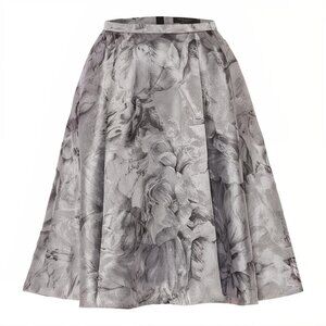Sz2 Ted Baker London CAJU Silver Floral Circle Midi Skirt